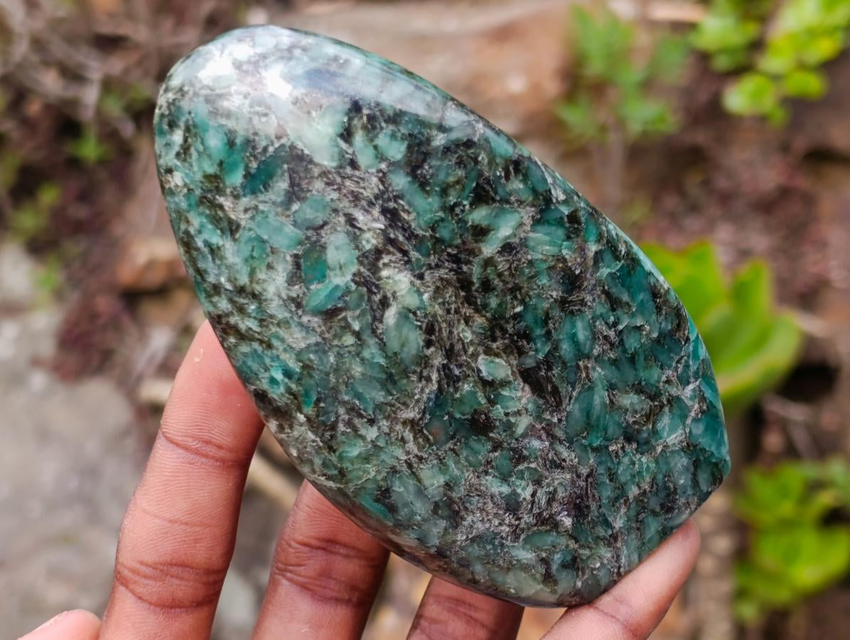 Polished Emerald Mica 'Mutokolite' Standing Display Pieces x 3 From Mutoko, Zimbabwe