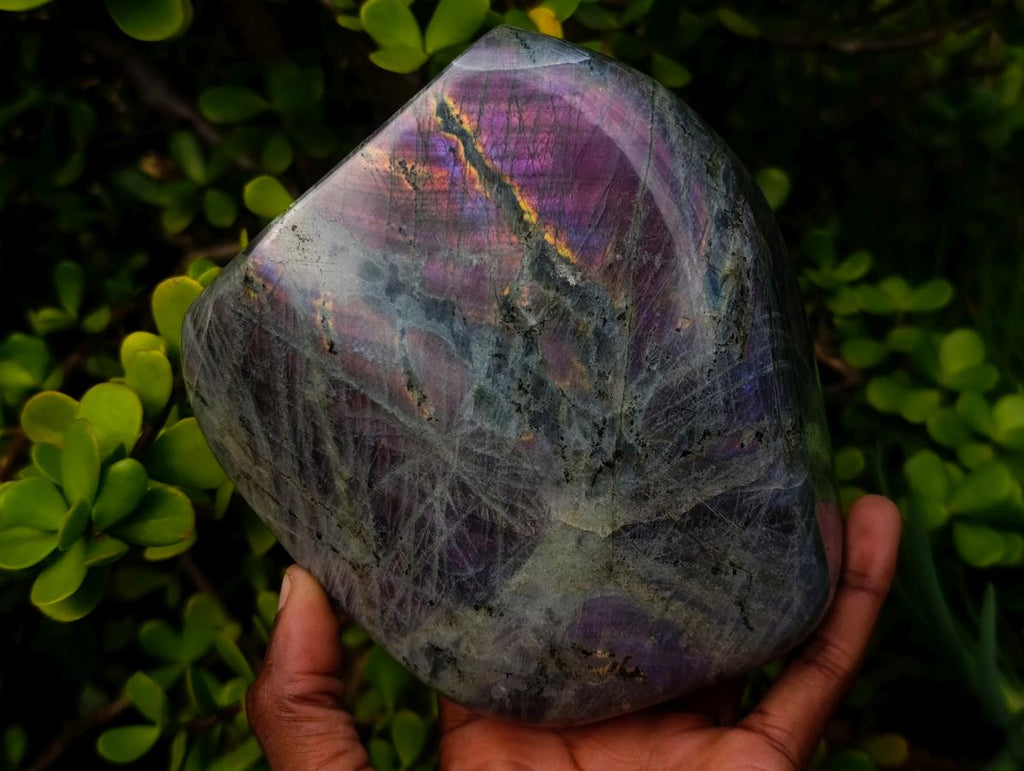 Polished Large Rare Purple Sunset Flash Labradorite Standing Display Piece x 1 From Madagascar