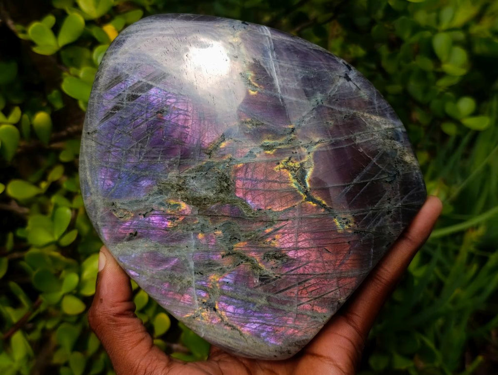 Polished Large Rare Purple Sunset Flash Labradorite Standing Display Piece x 1 From Madagascar