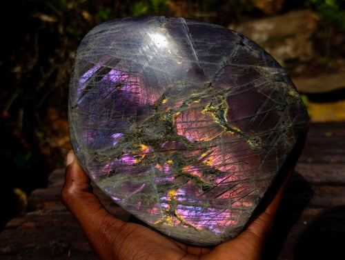 Polished Large Rare Purple Sunset Flash Labradorite Standing Display Piece x 1 From Madagascar