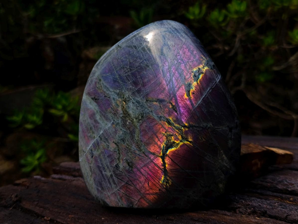 Polished Large Rare Purple Sunset Flash Labradorite Standing Display Piece x 1 From Madagascar