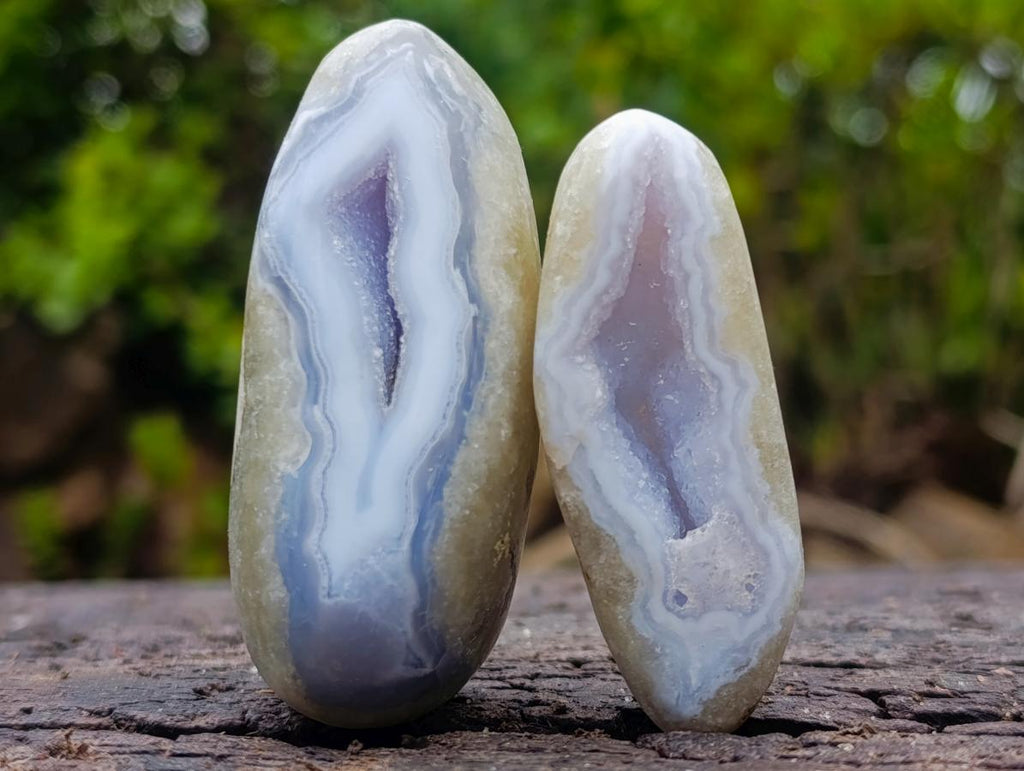 Polished and Natural Blue Lace Agate Free Forms x 35 From Nsanje, Malawi