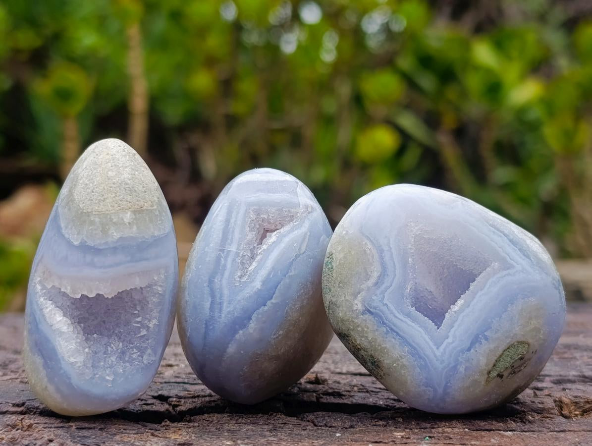Polished and Natural Blue Lace Agate Free Forms x 35 From Nsanje, Malawi