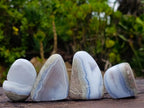 Polished and Natural Blue Lace Agate Free Forms x 35 From Nsanje, Malawi