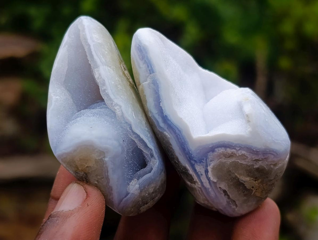 Polished and Natural Blue Lace Agate Free Forms x 35 From Nsanje, Malawi
