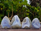 Polished and Natural Blue Lace Agate Free Forms x 35 From Nsanje, Malawi
