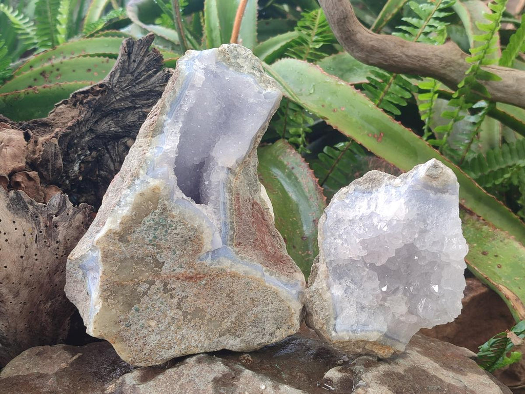 Natural Blue Lace Agate Specimens x 2 From Nsanje, Malawi
