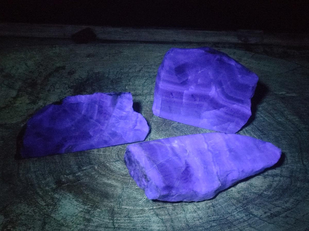 Polished One Side Watermelon Fluorite Slices x 3 From Uis, Namibia