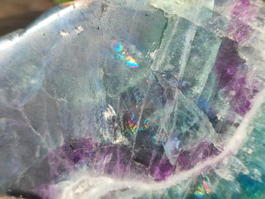Polished One Side Watermelon Fluorite Slices x 3 From Uis, Namibia