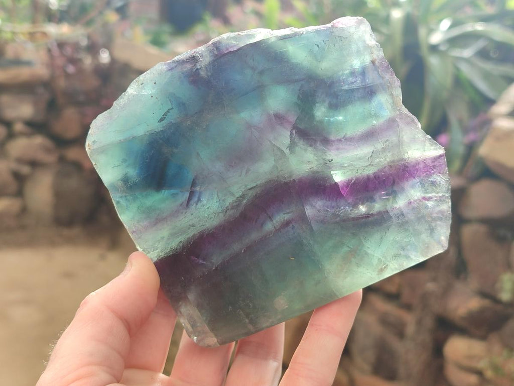 Polished One Side Watermelon Fluorite Slices x 3 From Uis, Namibia