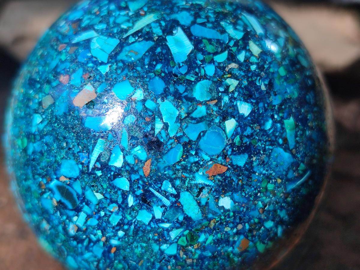 Hand Made Conglomerate Chrysocolla Spheres with Azurite And Malachite x 2 From Congo