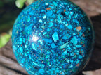 Hand Made Conglomerate Chrysocolla Spheres with Azurite And Malachite x 2 From Congo