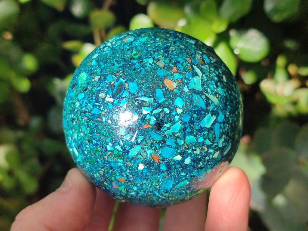 Hand Made Conglomerate Chrysocolla Spheres with Azurite And Malachite x 2 From Congo