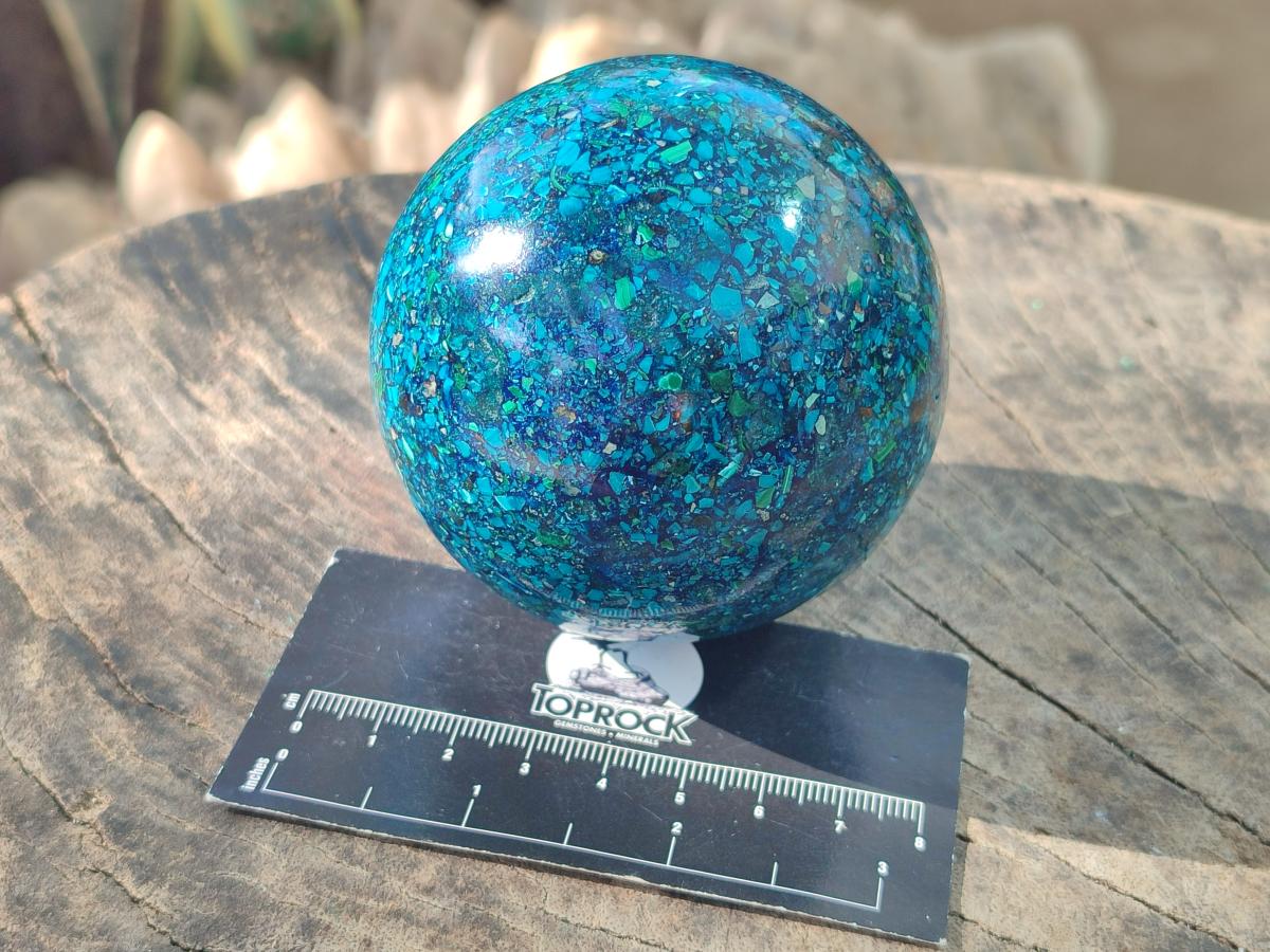 Hand Made Conglomerate Chrysocolla Spheres with Azurite And Malachite x 2 From Congo