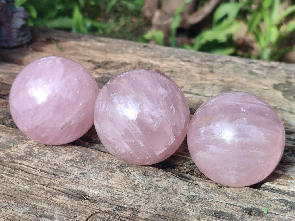 Polished Gemmy Rose Quartz Spheres x 3 From Madagascar
