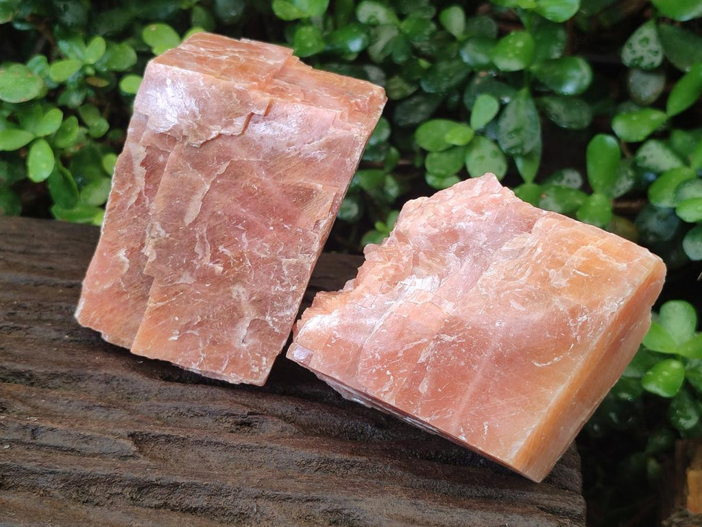 Natural Large Rhombohedral Sunset Orange Calcite Specimens x 3 From Spitzkop, Namibia