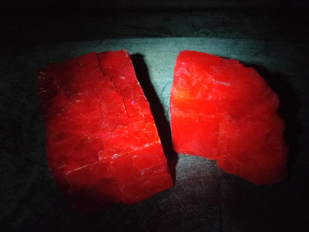 Natural Large Rhombohedral Sunset Orange Calcite Specimens x 3 From Spitzkop, Namibia