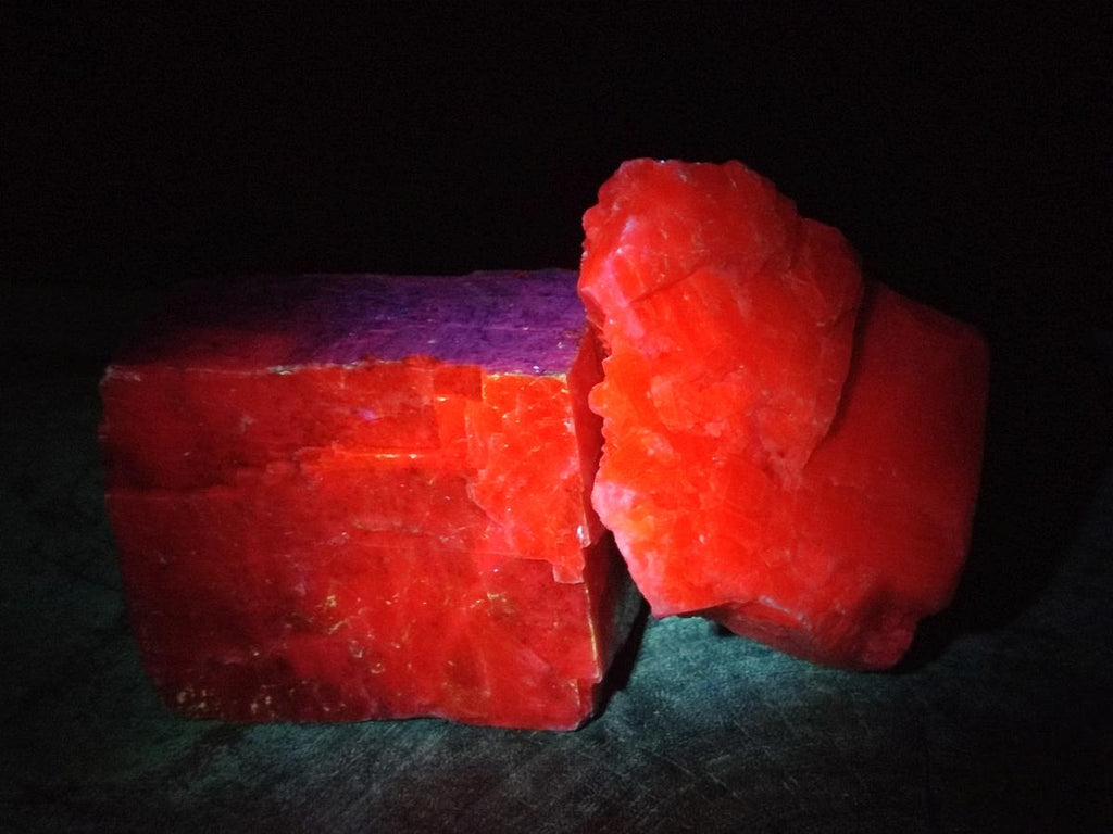 Natural Large Rhombohedral Sunset Orange Calcite Specimens x 3 From Spitzkop, Namibia