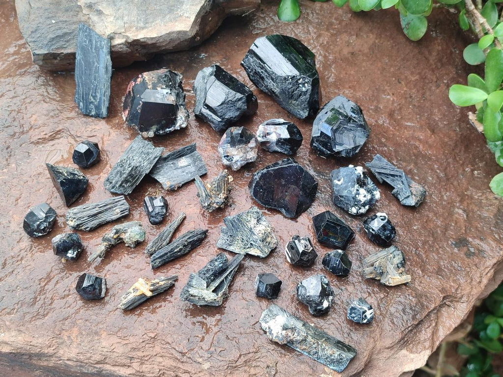 Natural Schorl Black Tourmaline Specimens x 58 From Erongo, Namibia