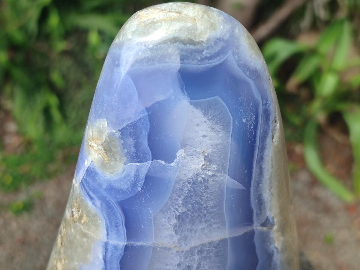 Polished XL Blue Lace Agate Standing Display Piece x 1 From Nsanje, Malawi