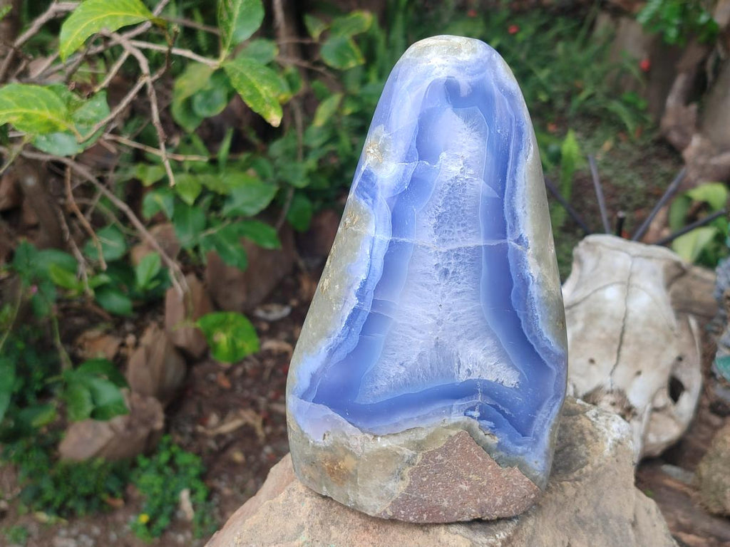 Polished XL Blue Lace Agate Standing Display Piece x 1 From Nsanje, Malawi