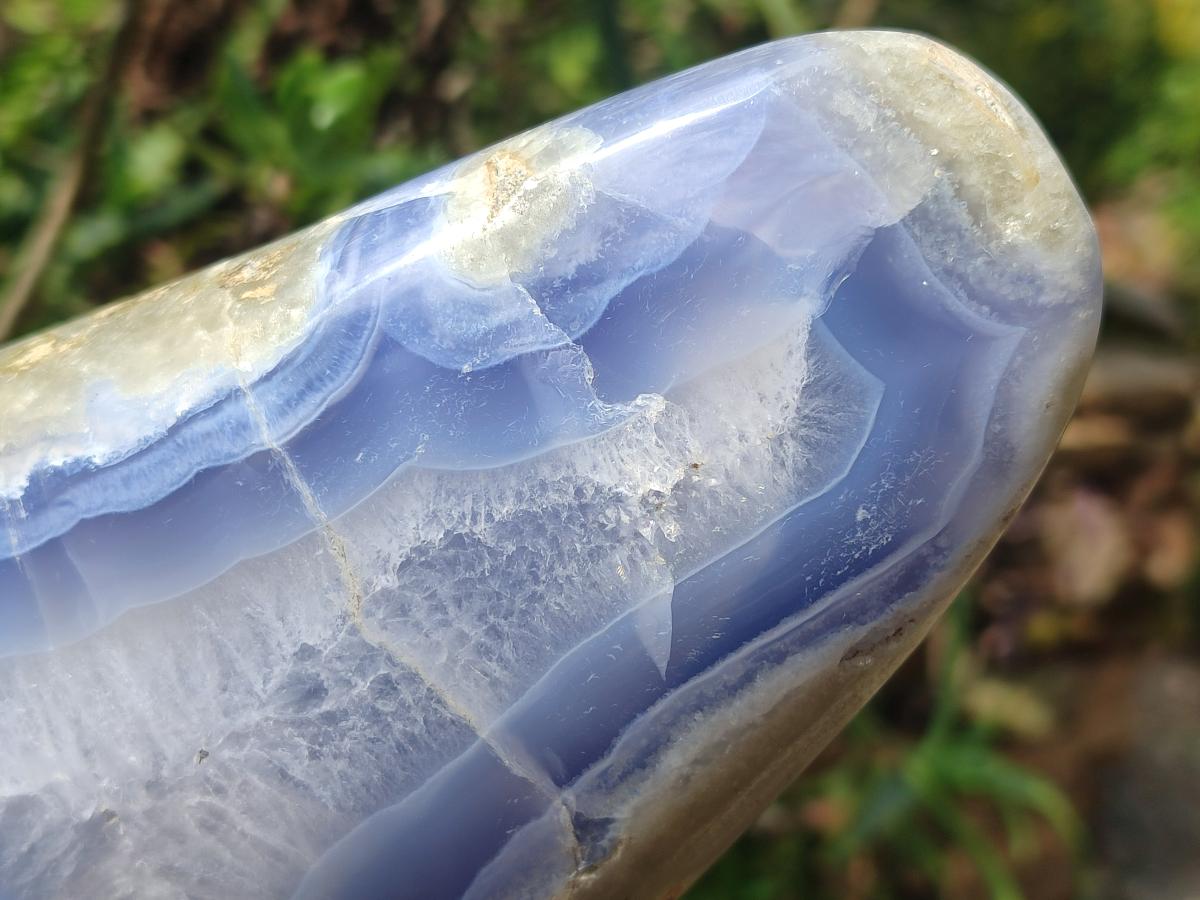 Polished XL Blue Lace Agate Standing Display Piece x 1 From Nsanje, Malawi