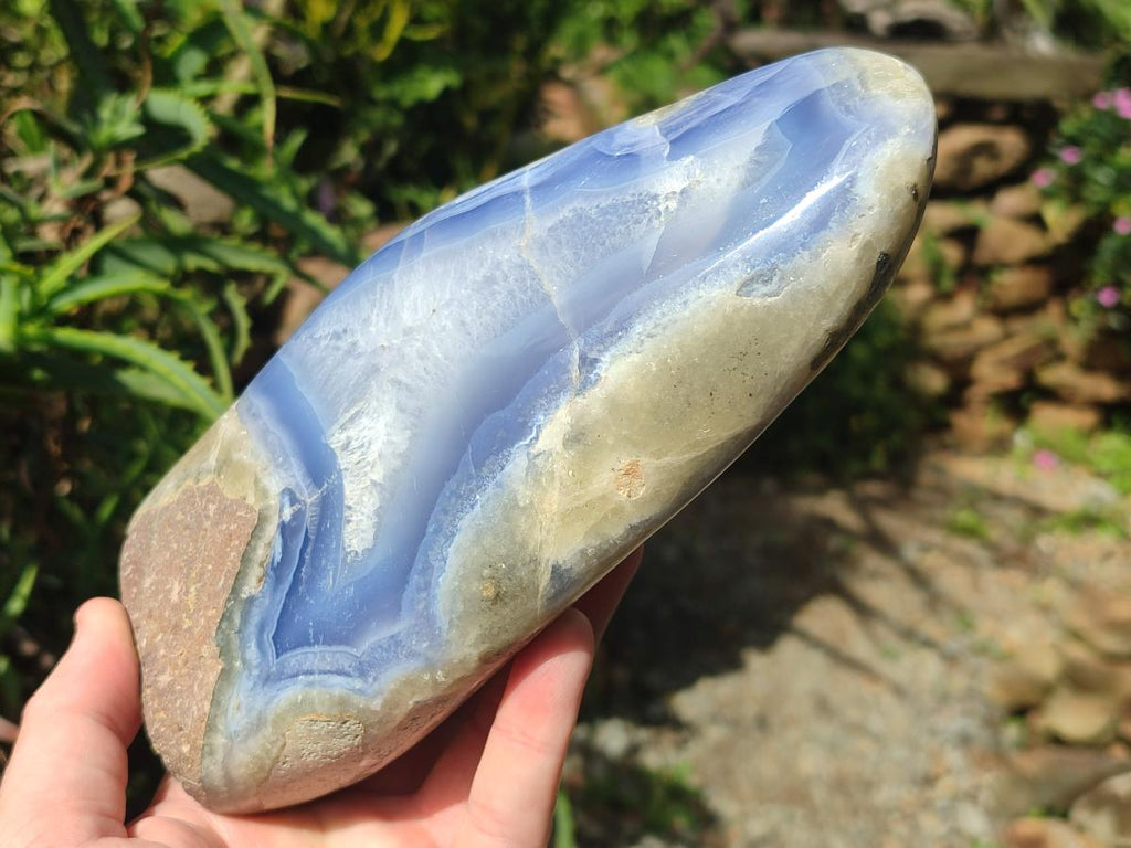Polished XL Blue Lace Agate Standing Display Piece x 1 From Nsanje, Malawi
