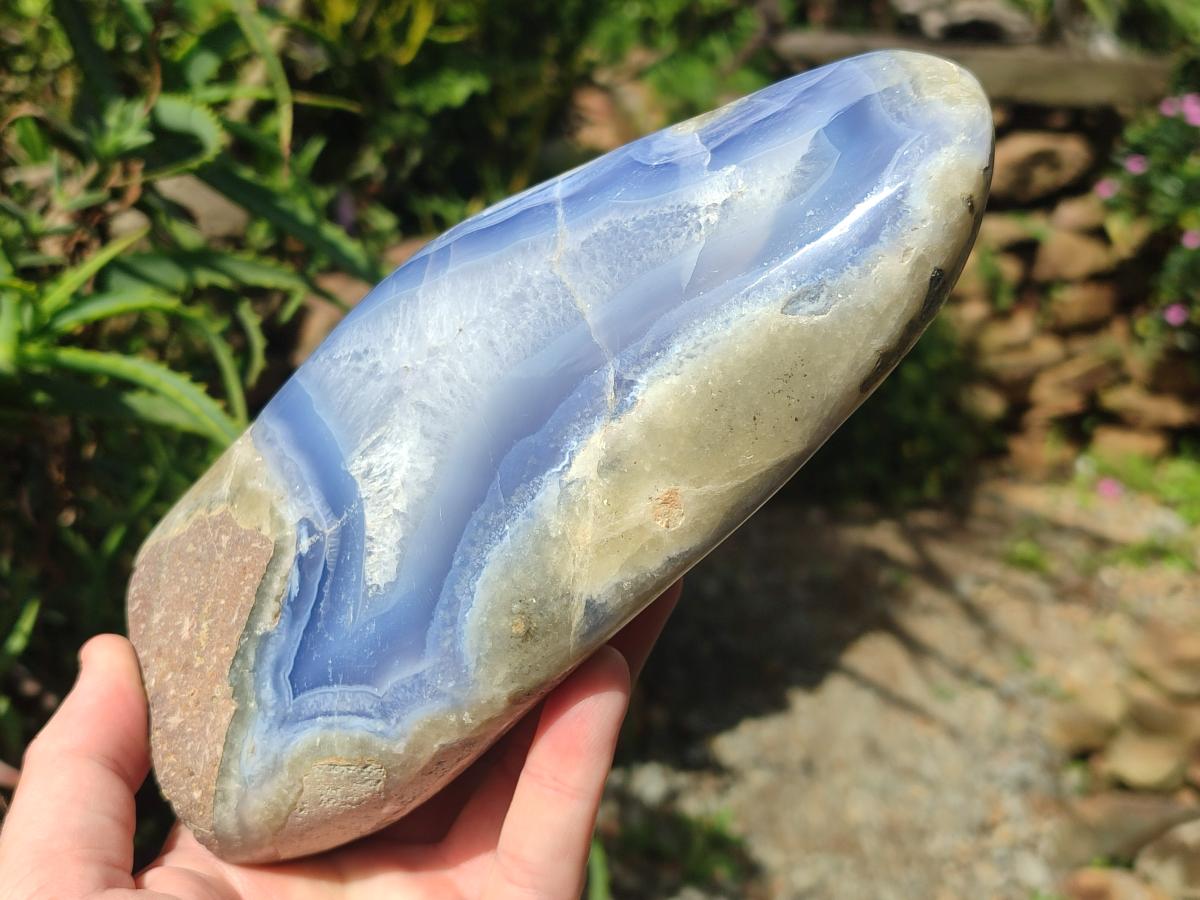 Polished XL Blue Lace Agate Standing Display Piece x 1 From Nsanje, Malawi