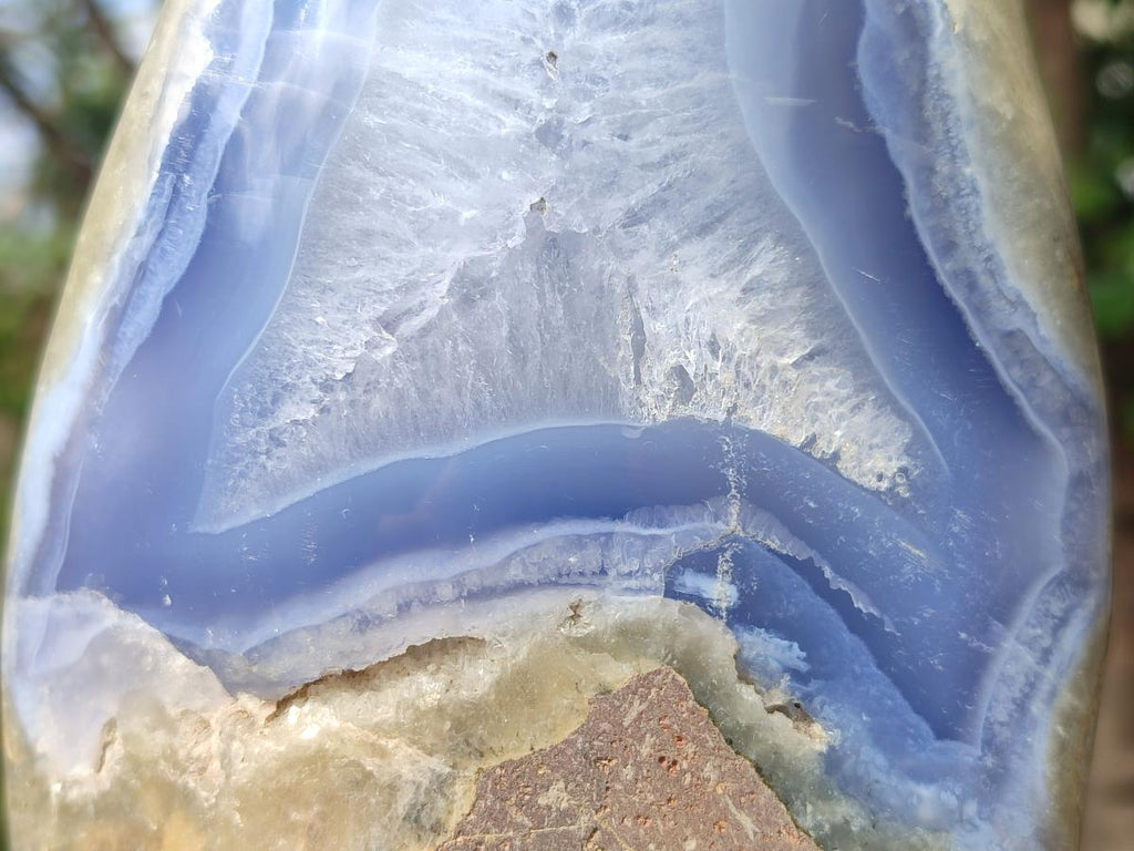 Polished XL Blue Lace Agate Standing Display Piece x 1 From Nsanje, Malawi