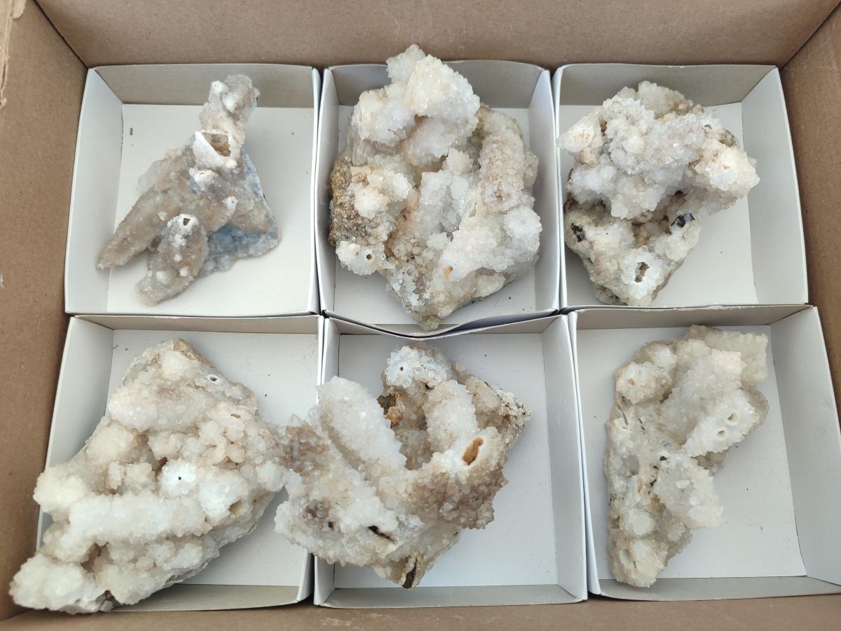 Natural Snow Finger Quartz Coated Clusters x 6 From Albert's Mountain, Lesotho