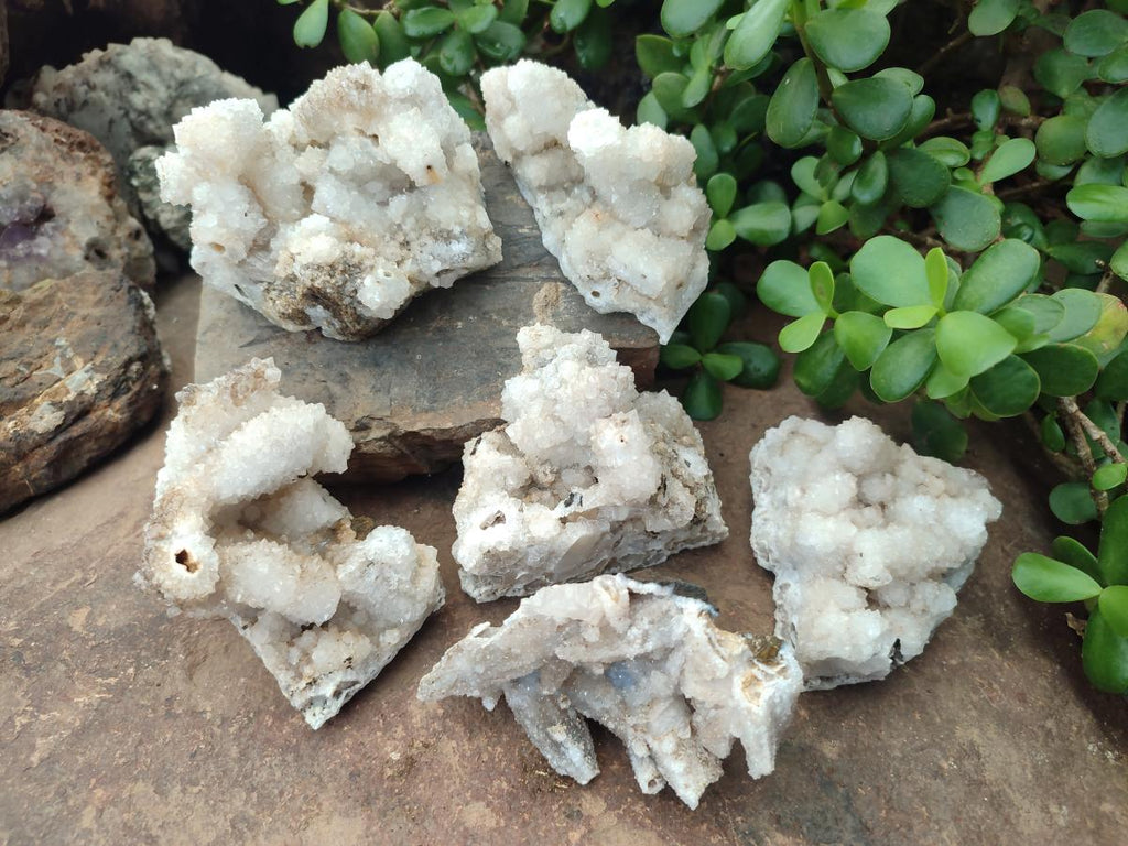 Natural Snow Finger Quartz Coated Clusters x 6 From Albert's Mountain, Lesotho