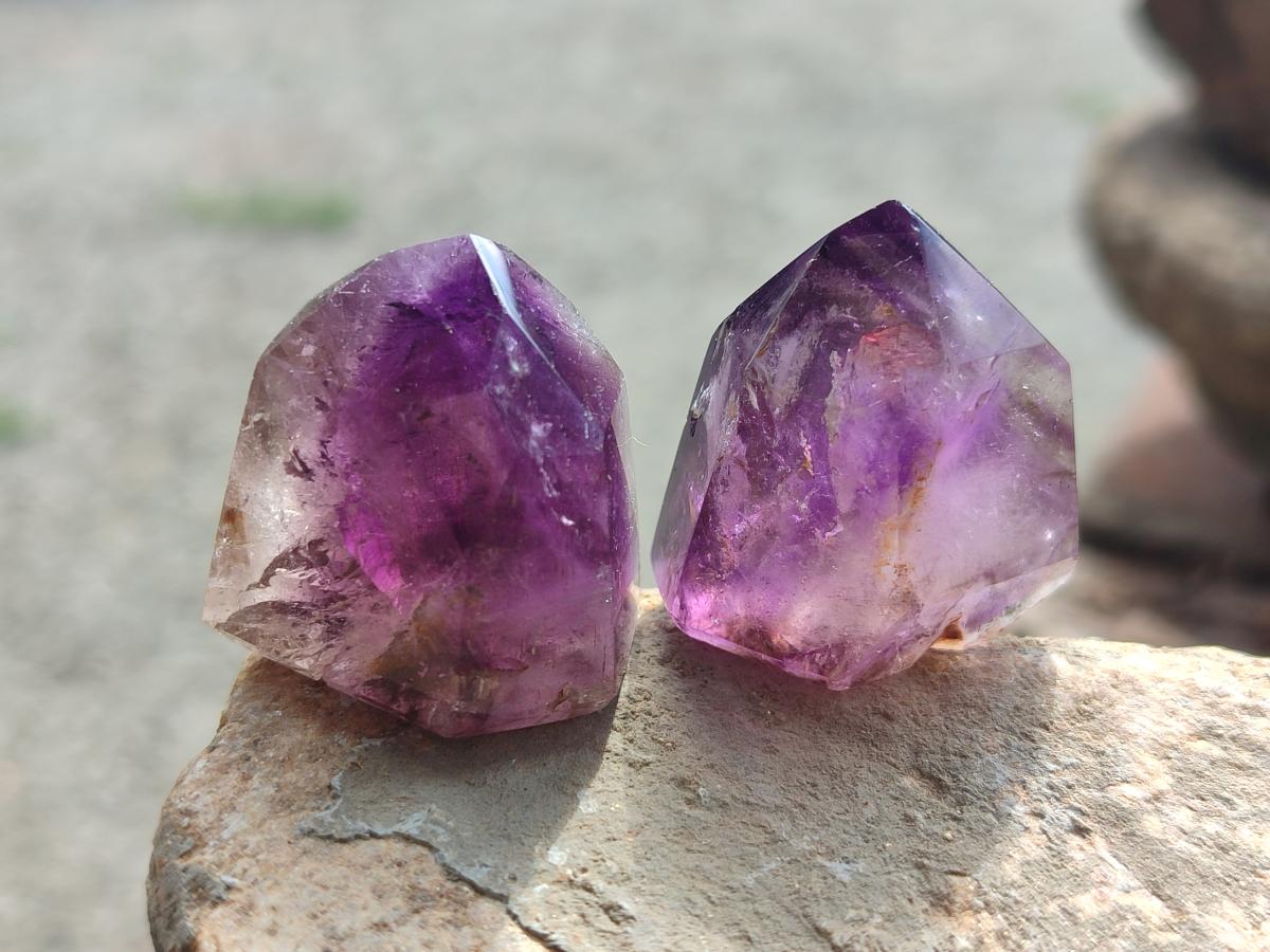 Polished Window Amethyst Crystals x 20 From Akansobe, Madagascar