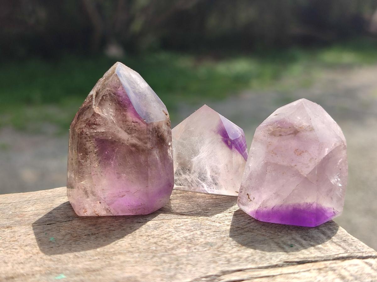 Polished Window Amethyst Crystals x 20 From Akansobe, Madagascar