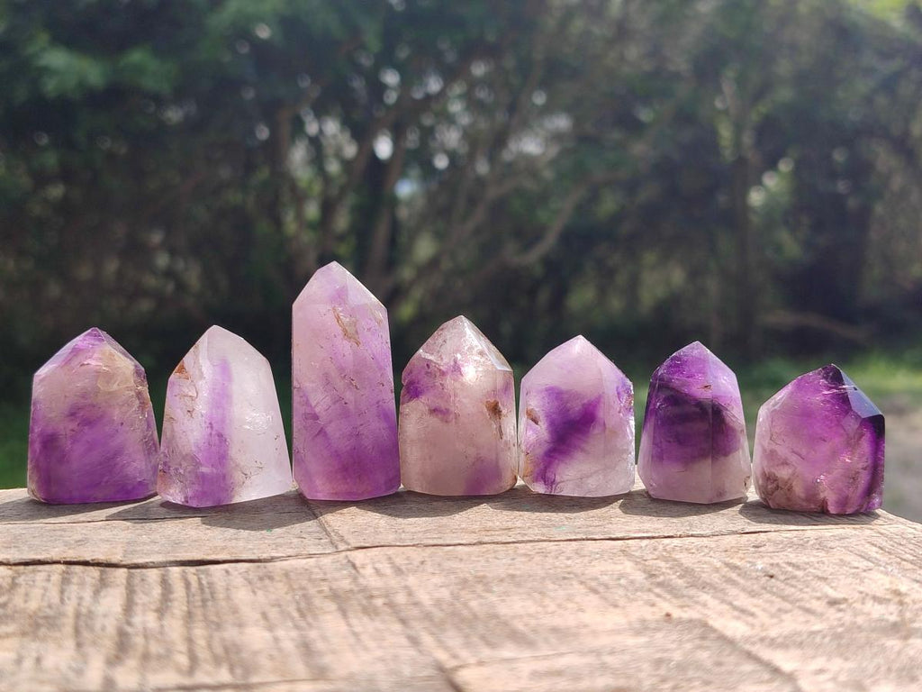 Polished Window Amethyst Crystals x 20 From Akansobe, Madagascar
