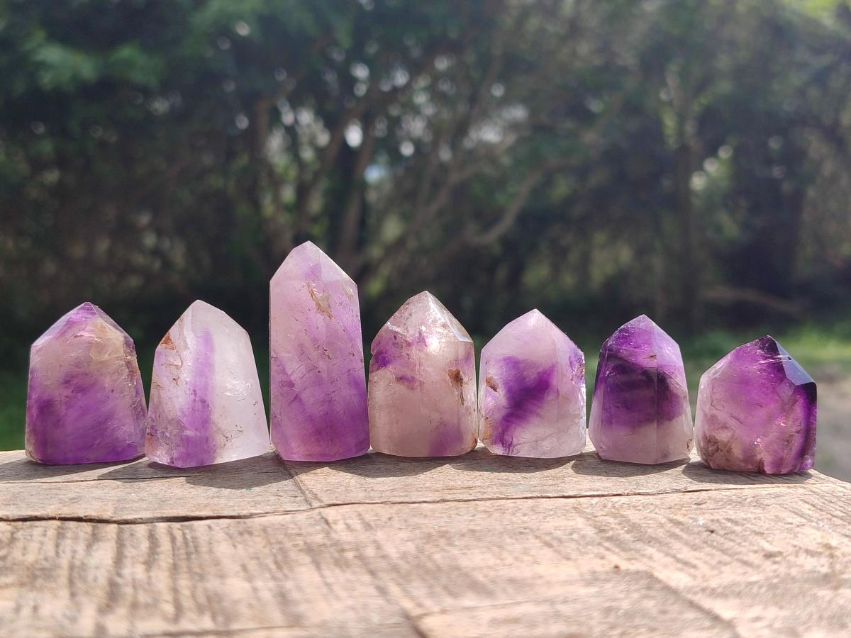 Polished Window Amethyst Crystals x 20 From Akansobe, Madagascar