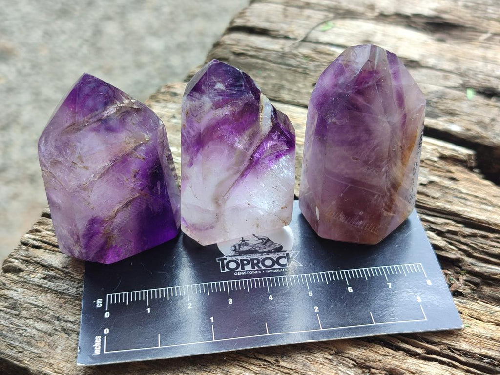 Polished Window Amethyst Crystals x 20 From Akansobe, Madagascar