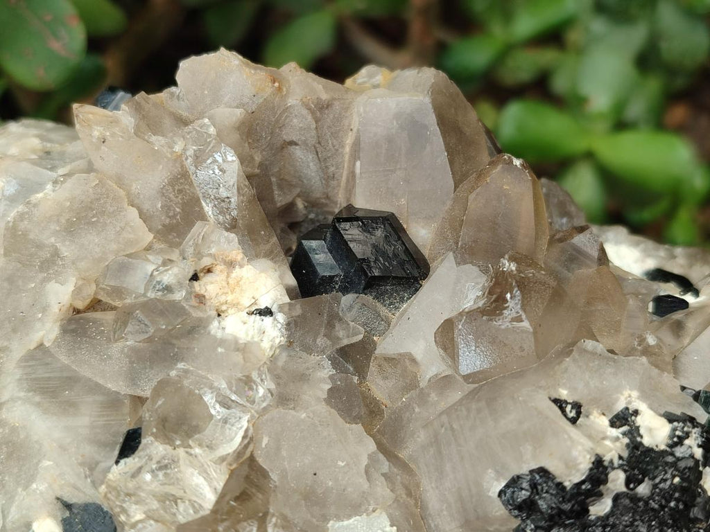 Natural Large Smokey Quartz Cluster with Schorl Black Tourmaline and Hyalite Opal x 1 From Erongo, Namibia