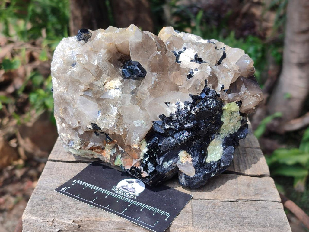 Natural Large Smokey Quartz Cluster with Schorl Black Tourmaline and Hyalite Opal x 1 From Erongo, Namibia