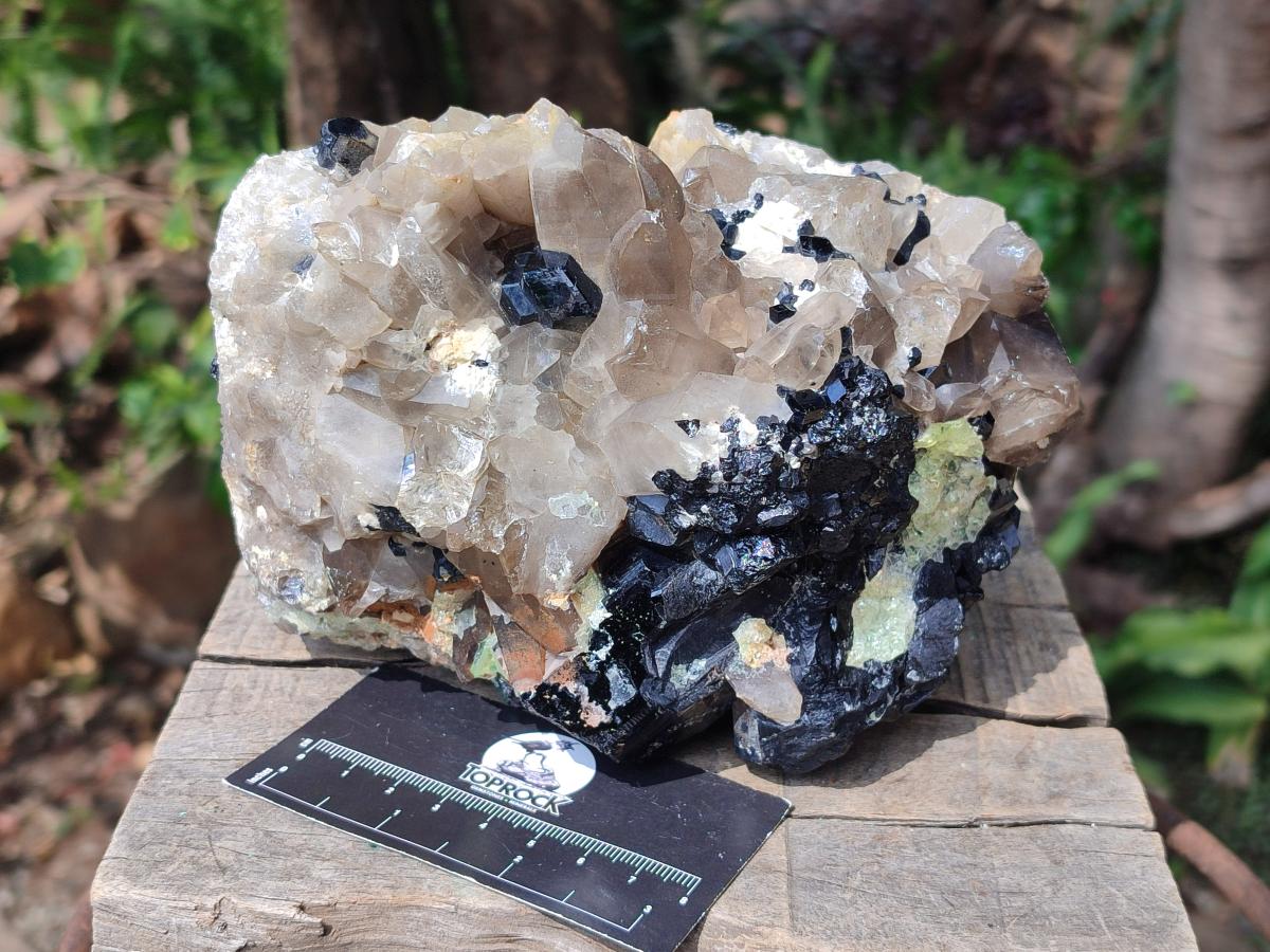 Natural Large Smokey Quartz Cluster with Schorl Black Tourmaline and Hyalite Opal x 1 From Erongo, Namibia