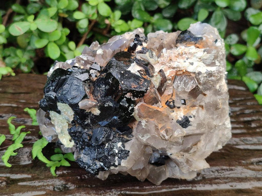 Natural Large Smokey Quartz Cluster with Schorl Black Tourmaline and Hyalite Opal x 1 From Erongo, Namibia