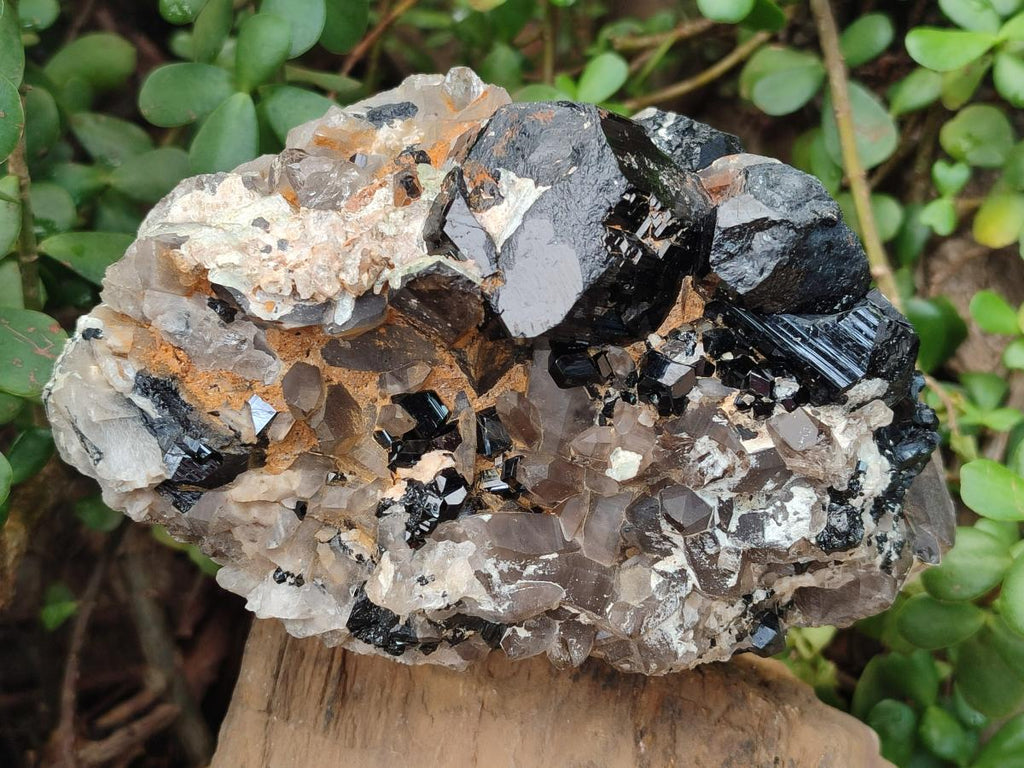 Natural Large Smokey Quartz Cluster with Schorl Black Tourmaline and Hyalite Opal x 1 From Erongo, Namibia