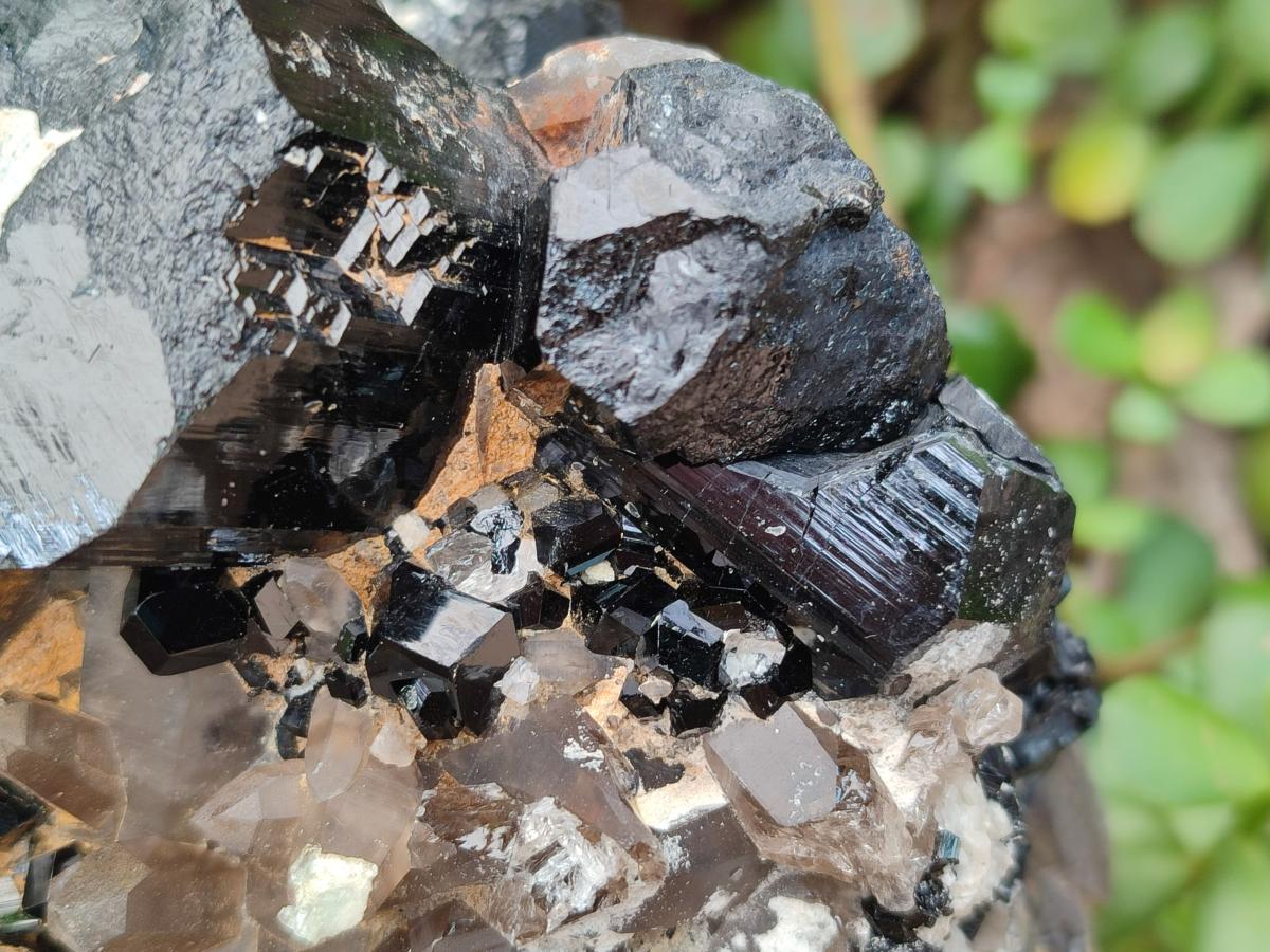 Natural Large Smokey Quartz Cluster with Schorl Black Tourmaline and Hyalite Opal x 1 From Erongo, Namibia