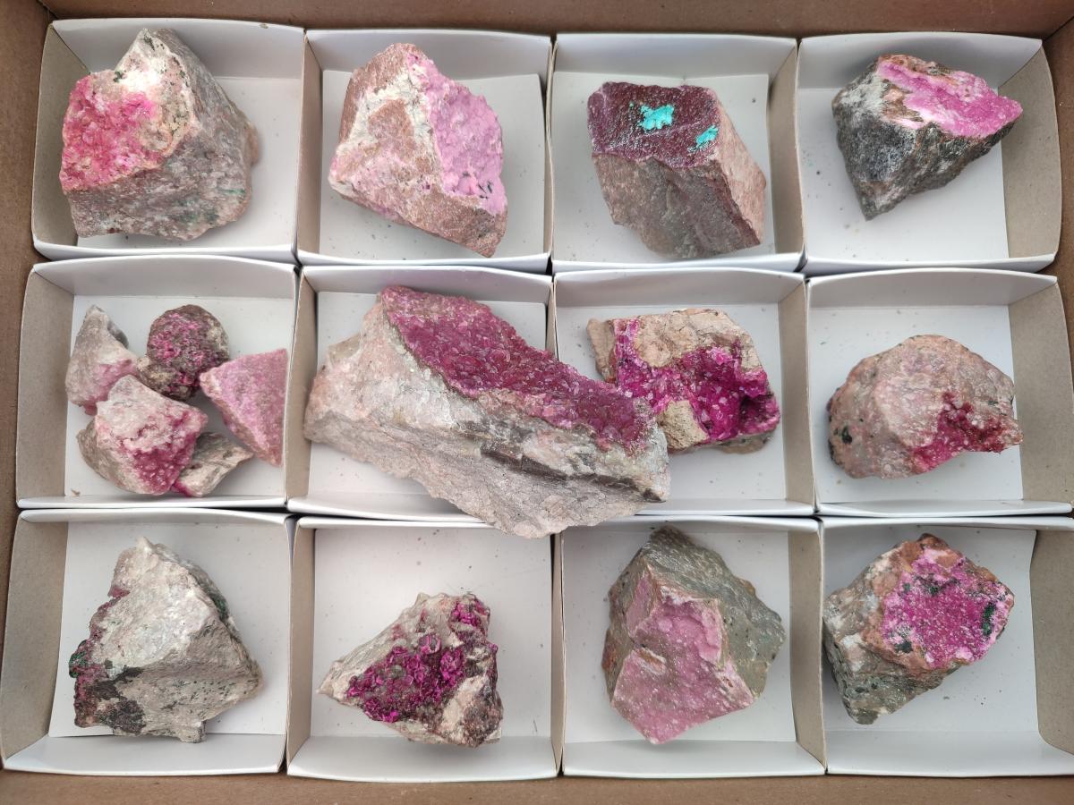 Natural Salrose Cobaltoan Dolomite Specimens x 16 From Kakanda, Congo