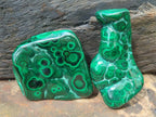 Polished Flower Banded Malachite Free Form x 6 From Congo