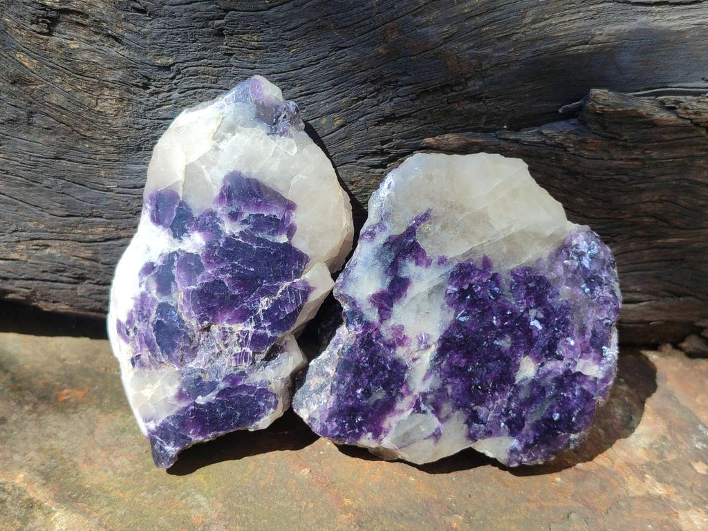 Polished One Side Lithium Silver Leaf Lepidolite Slices x 12 From Zimbabwe