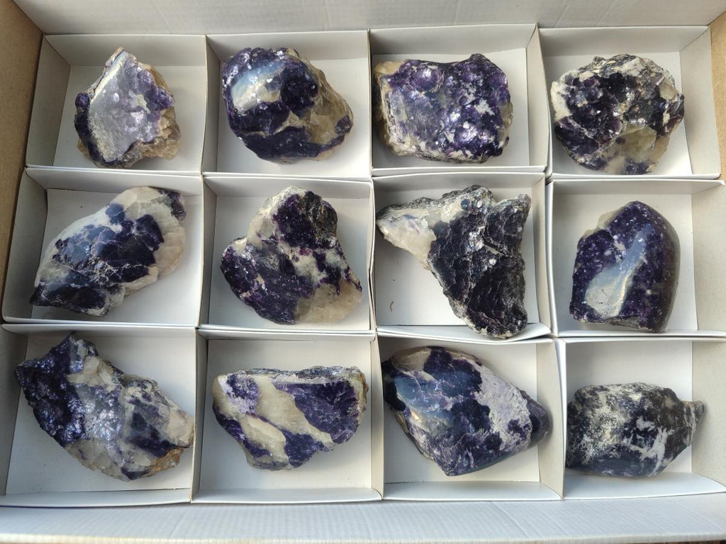 Polished One Side Lithium Silver Leaf Lepidolite Slices x 12 From Zimbabwe