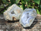 Polished One Side Blue Lace Agate Geodes x 12 From Nsanje, Malawi