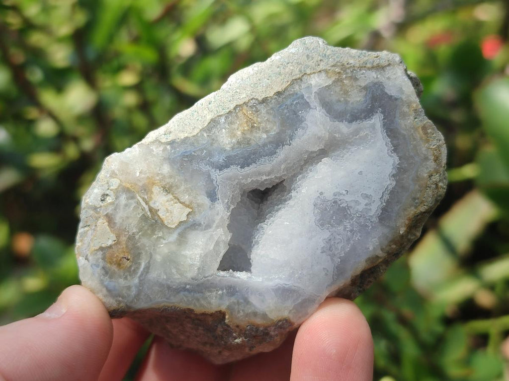 Polished One Side Blue Lace Agate Geodes x 12 From Nsanje, Malawi