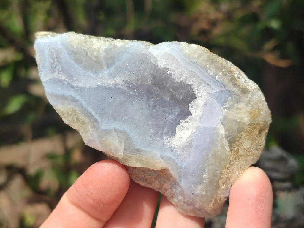 Polished One Side Blue Lace Agate Geodes x 12 From Nsanje, Malawi