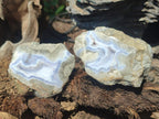 Polished One Side Blue Lace Agate Geodes x 12 From Nsanje, Malawi